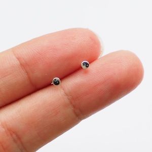 Dainty Sterling Silver Yin Yang Earrings